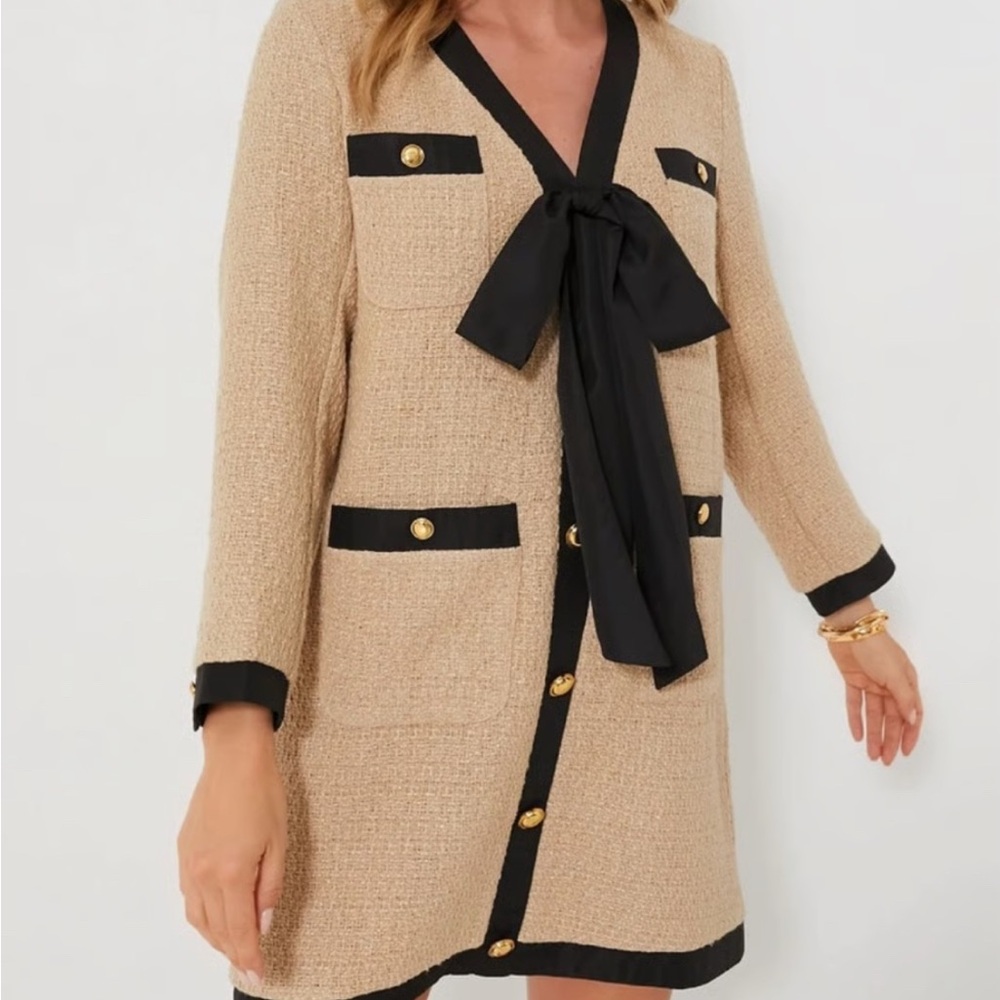 Pomander Place Tan and Black Mini Dress